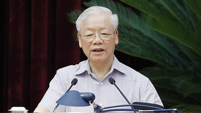 越共中央总书记阮富仲在会上发表指导性讲话。