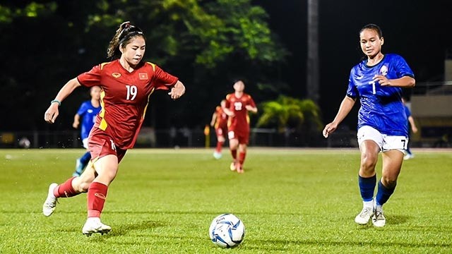 越南女足队以3比0战胜柬埔寨女足队。（图片来源：VFF）