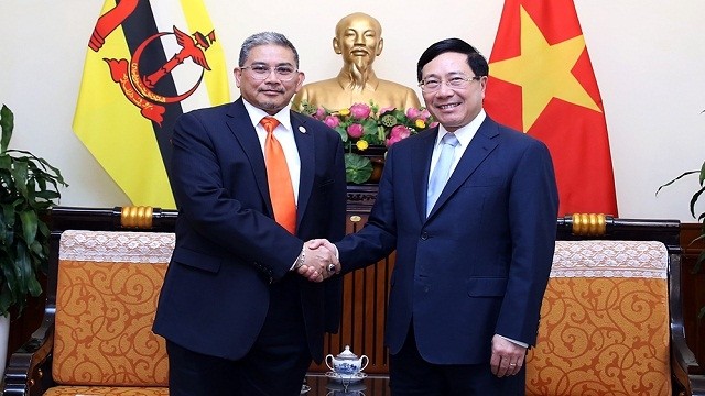 越南政府副总理兼外交部长范平明会见文莱外交与贸易部第二部长艾瑞万。