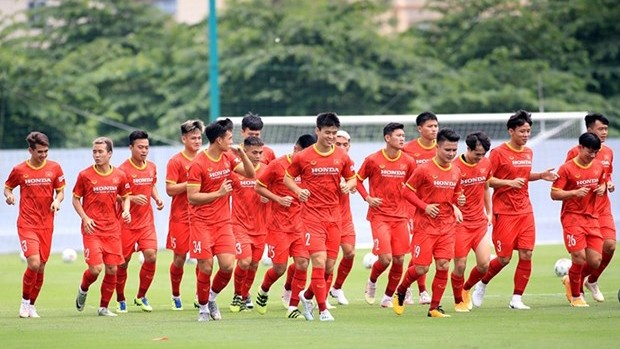 越南国足的一场训练。（图片来源：越通社）