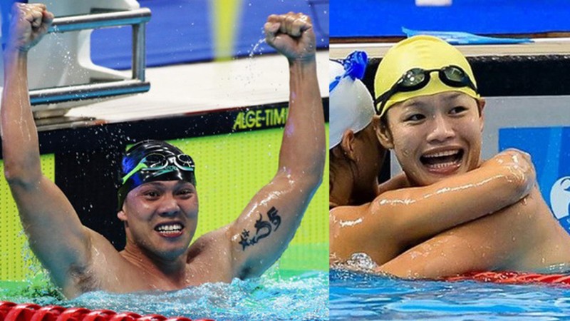 越南两名运动员郑氏碧茹和武青松。
