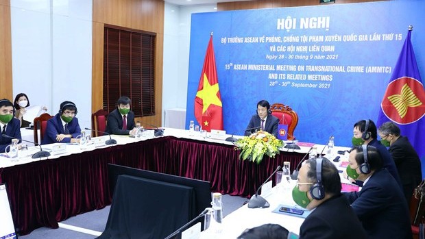 越南代表团出席第15届东盟打击跨国犯罪部长级会议。（图片来源：越通社）