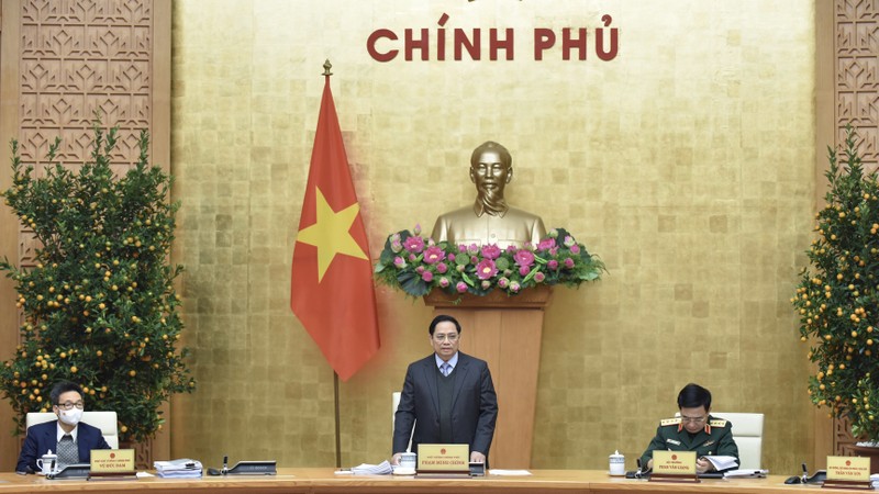 范明正总理主持召开2022年1月份政府有关法律建设专题会议。（陈海 摄）