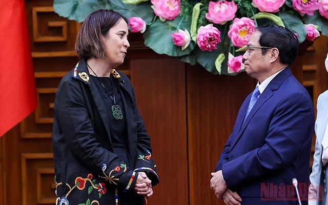 越南政府总理范明正会见新西兰驻越南大使。（陈海 摄）