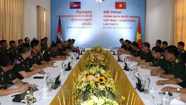  越南和柬埔寨第五次国防政策对话现场。